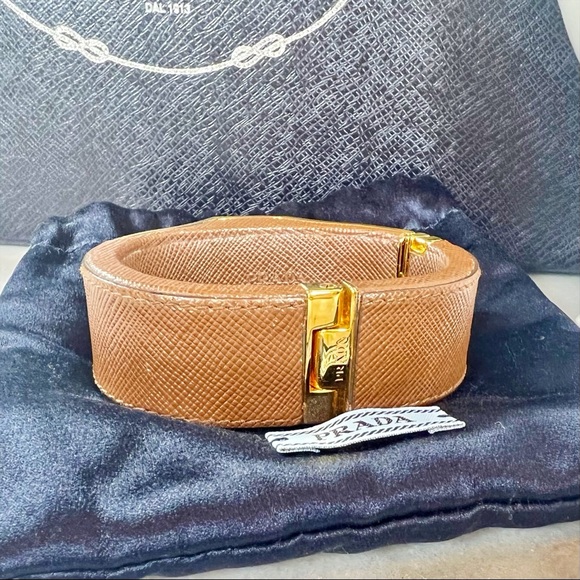 Prada Saffiano Leather Hinged Cuff Bracelet - Picture 7 of 7